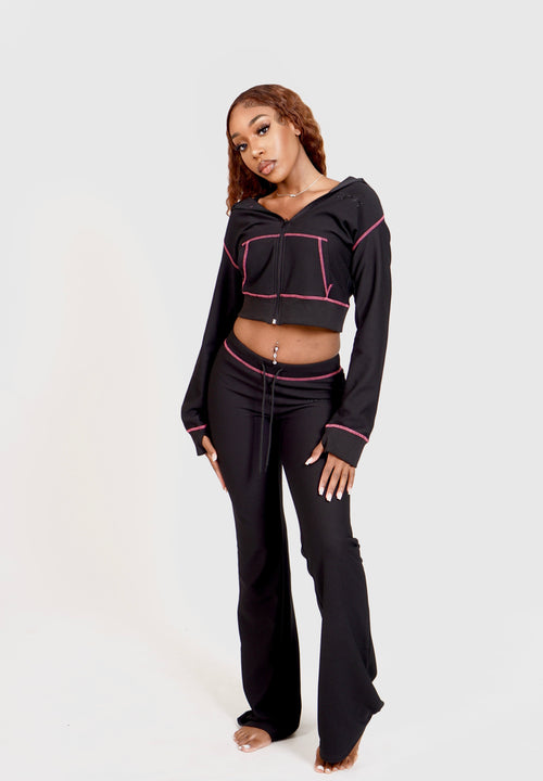 WAFFLE KNIT SET 'NOIR'