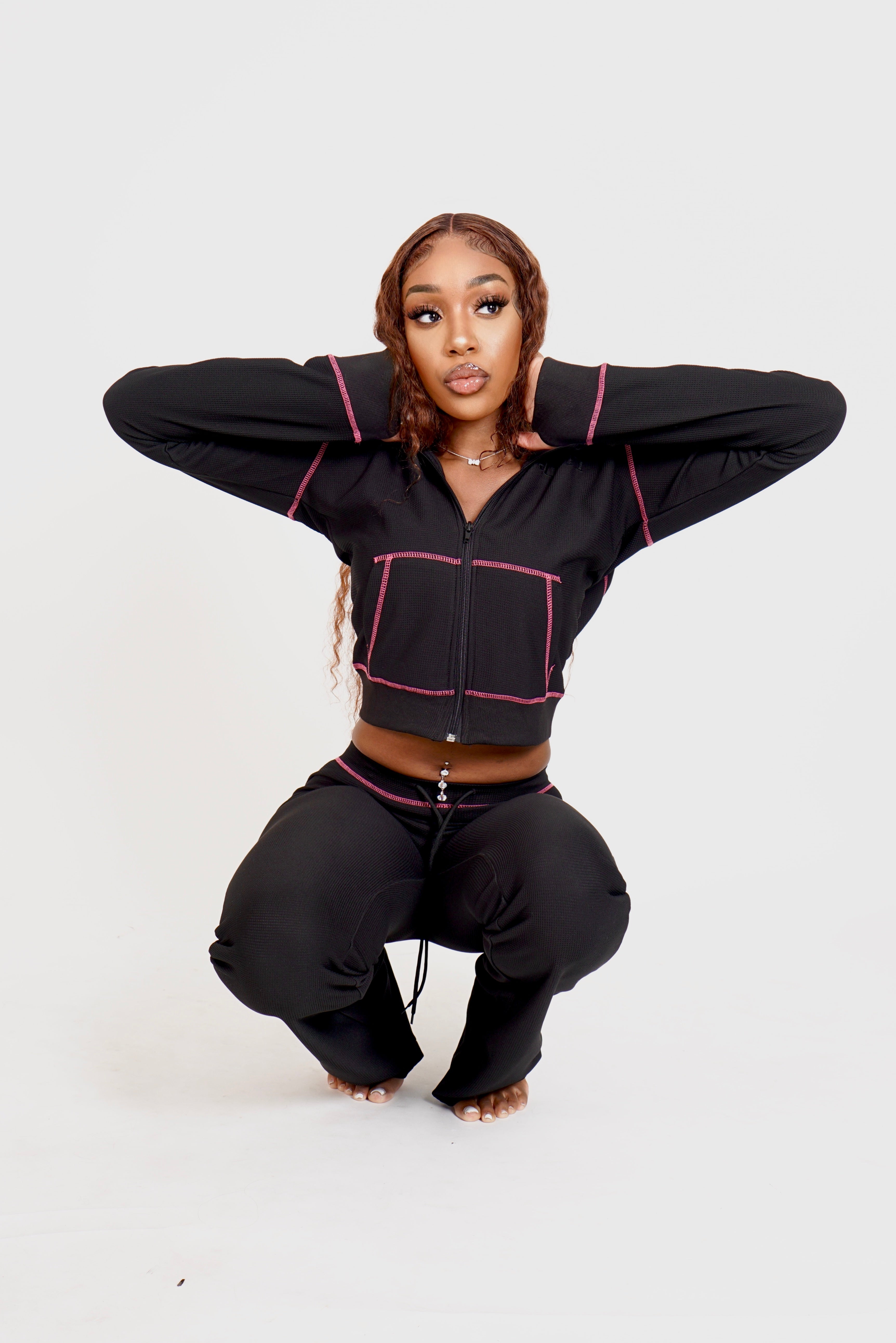 WAFFLE KNIT SET 'NOIR'
